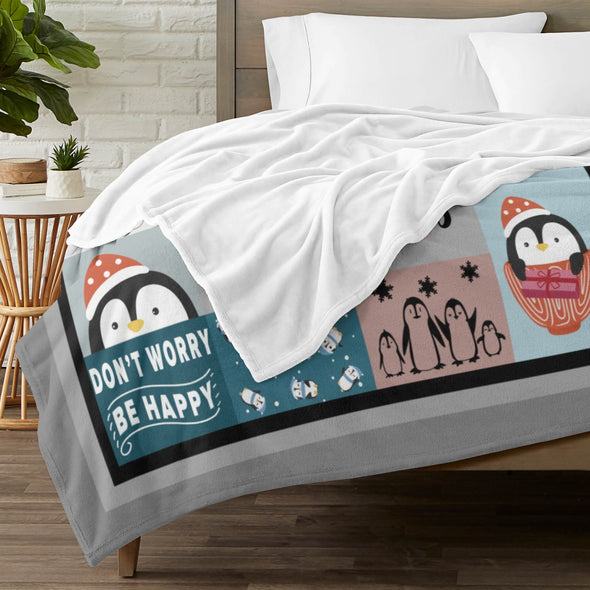 Penguin Blanket Fleece Throw Blanket Super Soft Warm Gifts for Baby Girls Boys Kids Mom Grandma Room Decor
