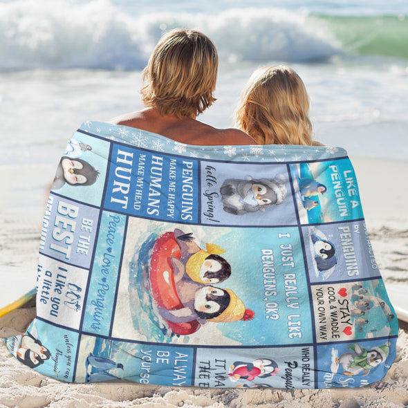 Penguin Blanket Fleece Throw Blanket Super Soft Warm Gifts for Baby Girls Boys Kids Mom Grandma Room Decor
