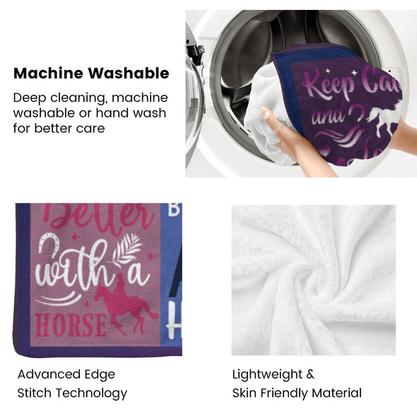 Horse Blanket Gift for Women Girl Who Loves Horses for Sofa Couch Bed Room Birthday Decor Bed Travel