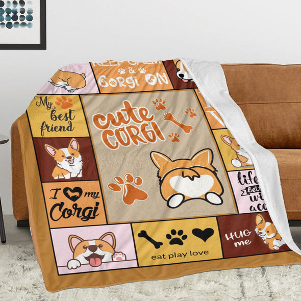 Corgi Blanket Fleece Throw Blanket Super Soft Warm Gifts for Baby Girls Boys Kids Mom Grandma Room Decor
