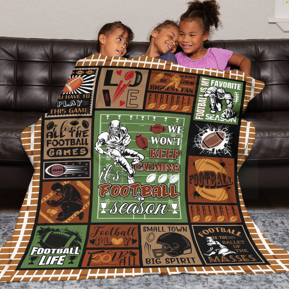Football Pattern Blanket Fleece Throw Blanket Super Soft Warm Gifts for Baby Girls Boys Kids Mom Grandma Room Decor