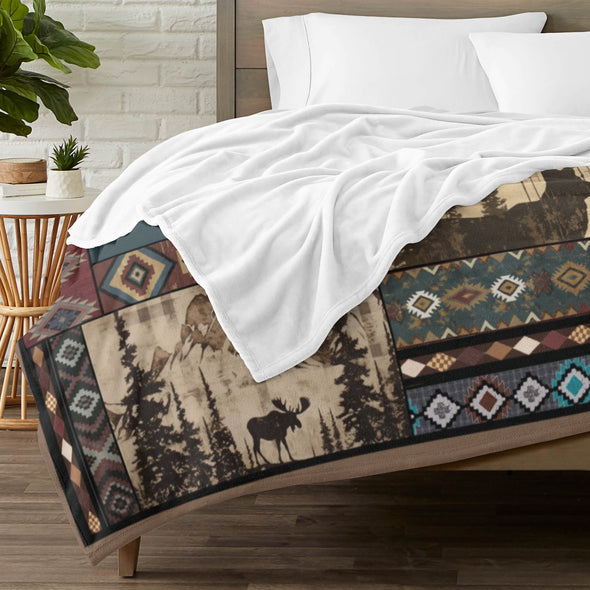 Deer Pattern Blanket Fleece Throw Blanket Super Soft Warm Gifts for Baby Girls Boys Kids Mom Grandma Room Decor