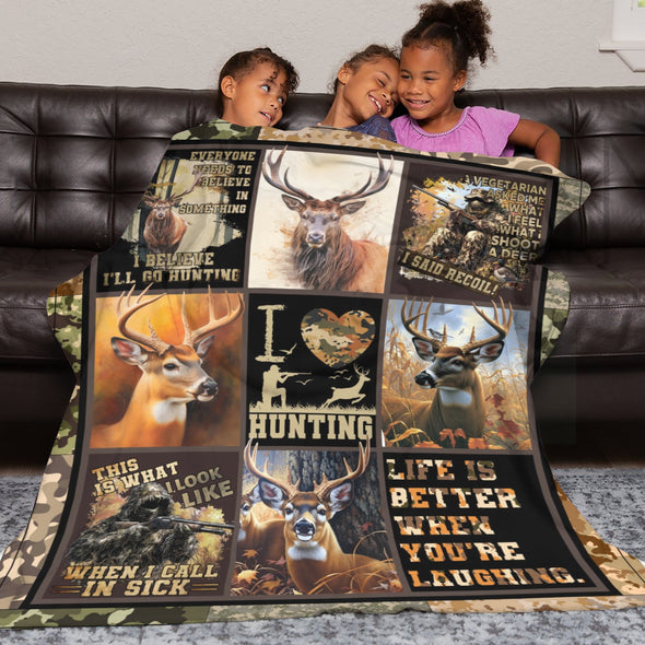 Deer Pattern Blanket Fleece Throw Blanket Super Soft Warm Gifts for Baby Girls Boys Kids Mom Grandma Room Decor