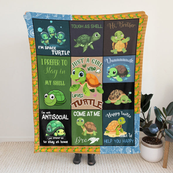 Turtle Pattern Blanket Fleece Throw Blanket Super Soft Warm Gifts for Baby Girls Boys Kids Mom Grandma Room Decor