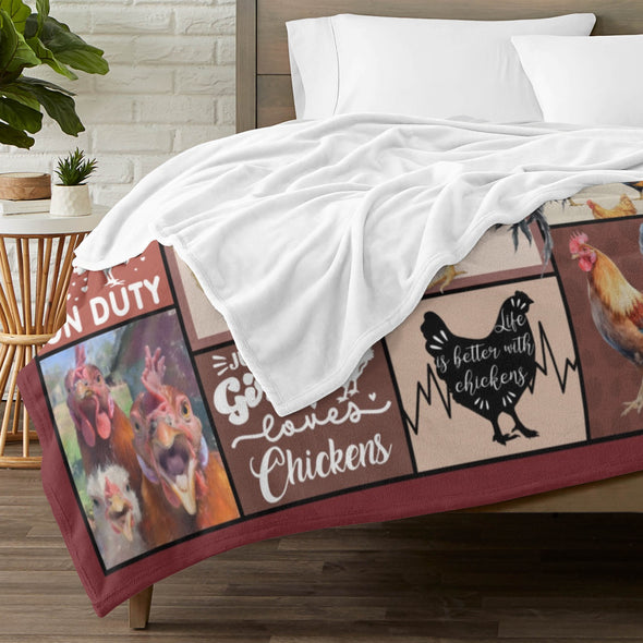 Chicken Pattern Blanket Fleece Throw Blanket Super Soft Warm Gifts for Baby Girls Boys Kids Mom Grandma Room Decor