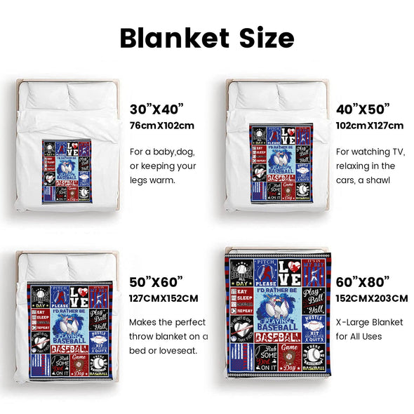 Baseball Pattern Blanket Fleece Throw Blanket Super Soft Warm Gifts for Baby Girls Boys Kids Mom Grandma Room Decor