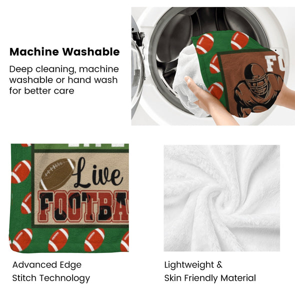 Football Pattern Blanket Fleece Throw Blanket Super Soft Warm Gifts for Baby Girls Boys Kids Mom Grandma Room Decor