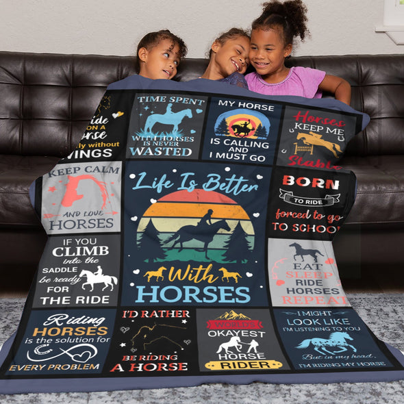 Horse Blanket Gift for Women Girl Who Loves Horses for Sofa Couch Bed Room Birthday Decor Bed Travel