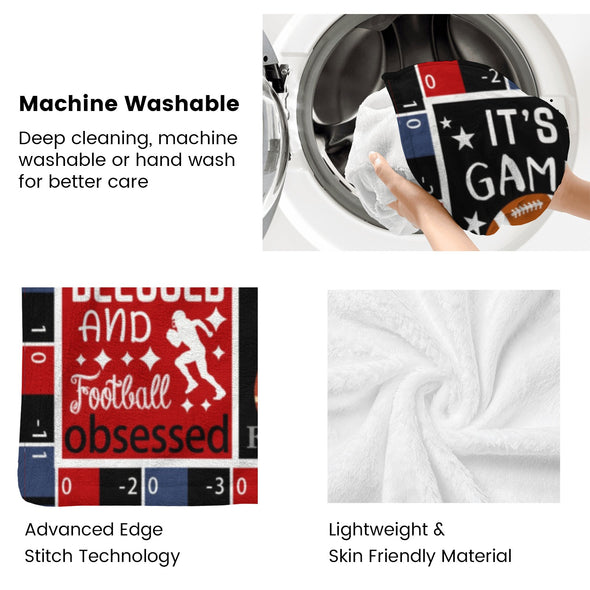 Football Pattern Blanket Fleece Throw Blanket Super Soft Warm Gifts for Baby Girls Boys Kids Mom Grandma Room Decor