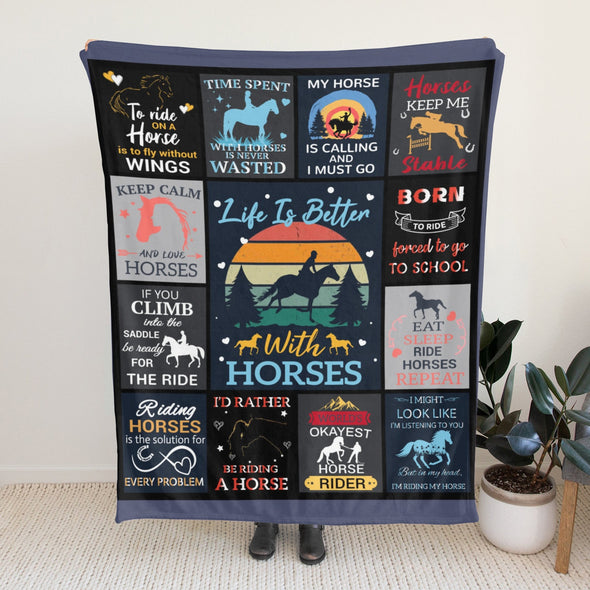 Horse Blanket Gift for Women Girl Who Loves Horses for Sofa Couch Bed Room Birthday Decor Bed Travel