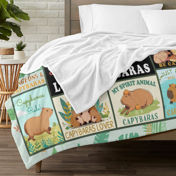 Capybara Pattern Blanket Fleece Throw Blanket Super Soft Warm Gifts for Baby Girls Boys Kids Mom Grandma Room Decor