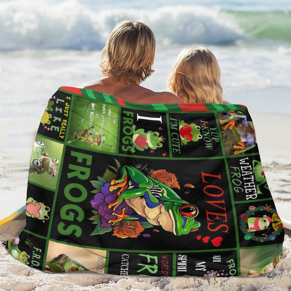 Frog Pattern Blanket Fleece Throw Blanket Super Soft Warm Gifts for Baby Girls Boys Kids Mom Grandma Room Decor