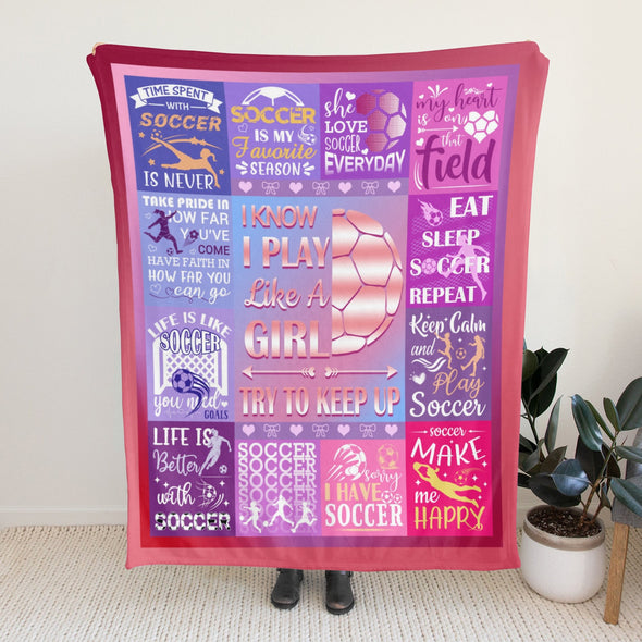 Soccer Blanket, Soccer Sports Themed Throw, Soft Nap Throw Blanket for Home Boys Girls Women Men Soccer Lovers Gifts