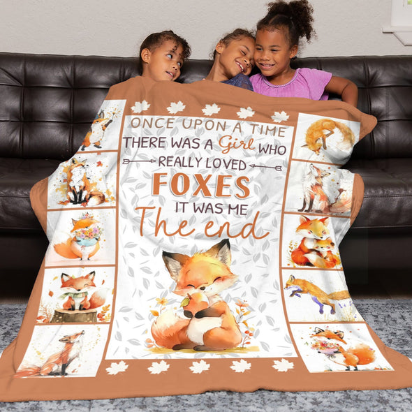 Fox Pattern Blanket Fleece Throw Blanket Super Soft Warm Gifts for Baby Girls Boys Kids Mom Grandma Room Decor