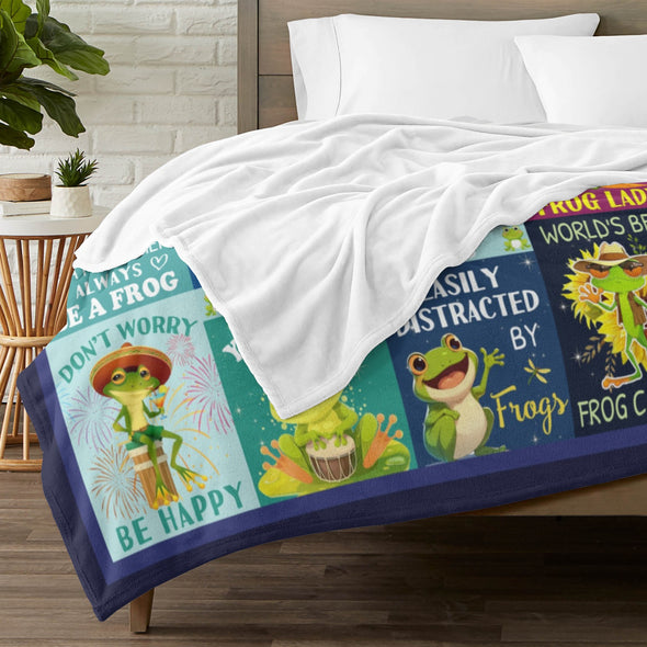 Frog Pattern Blanket Fleece Throw Blanket Super Soft Warm Gifts for Baby Girls Boys Kids Mom Grandma Room Decor
