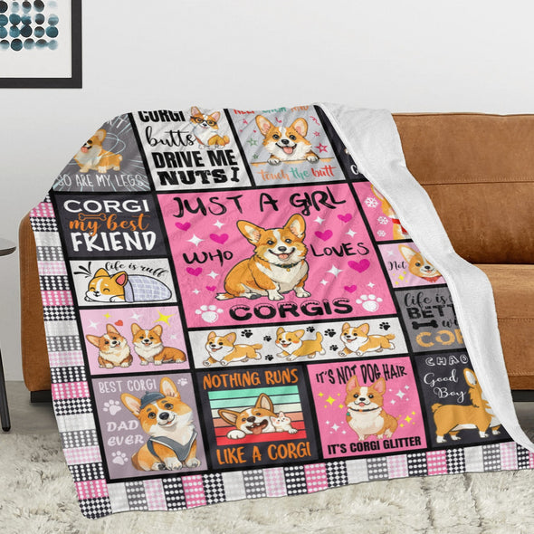 Corgi Blanket Fleece Throw Blanket Super Soft Warm Gifts for Baby Girls Boys Kids Mom Grandma Room Decor