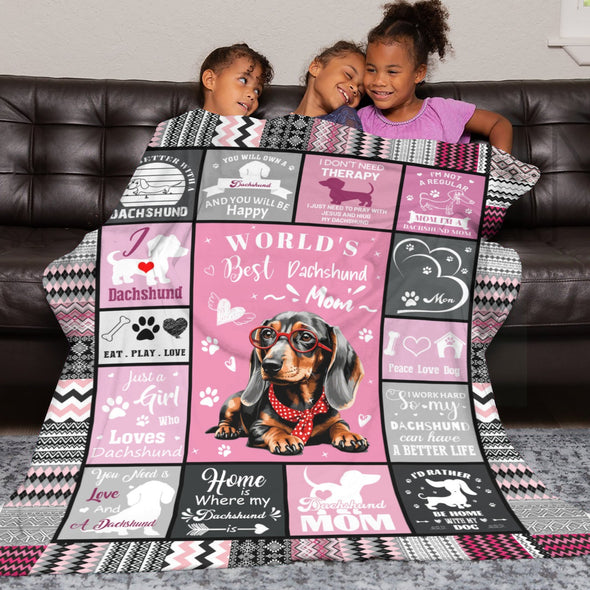 Dachshund Pattern Blanket Fleece Throw Blanket Super Soft Warm Gifts for Baby Girls Boys Kids Mom Grandma Room Decor