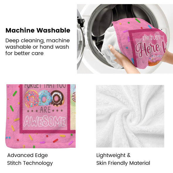 Donut Pattern Blanket Fleece Throw Blanket Super Soft Warm Gifts for Baby Girls Boys Kids Mom Grandma Room Decor