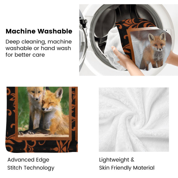 Fox Pattern Blanket Fleece Throw Blanket Super Soft Warm Gifts for Baby Girls Boys Kids Mom Grandma Room Decor