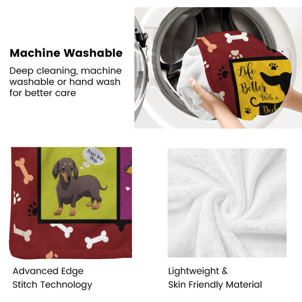 Dachshund Pattern Blanket Fleece Throw Blanket Super Soft Warm Gifts for Baby Girls Boys Kids Mom Grandma Room Decor