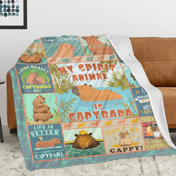 Capybara Pattern Blanket Fleece Throw Blanket Super Soft Warm Gifts for Baby Girls Boys Kids Mom Grandma Room Decor