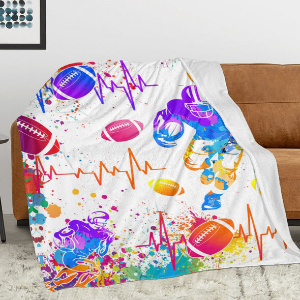 Football Pattern Blanket Fleece Throw Blanket Super Soft Warm Gifts for Baby Girls Boys Kids Mom Grandma Room Decor