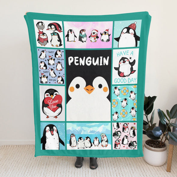 Penguin Blanket Fleece Throw Blanket Super Soft Warm Gifts for Baby Girls Boys Kids Mom Grandma Room Decor