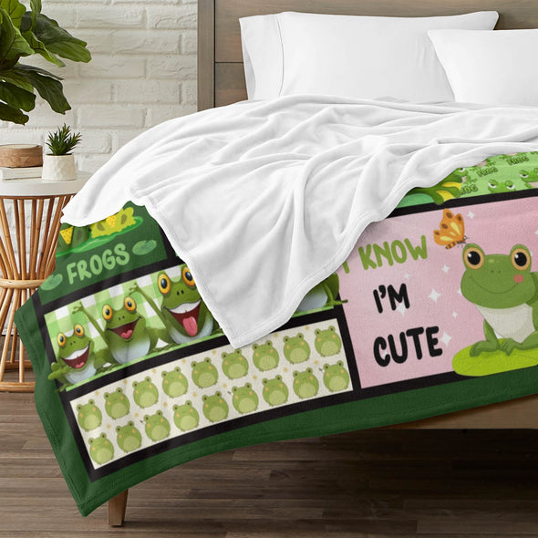 Frog Pattern Blanket Fleece Throw Blanket Super Soft Warm Gifts for Baby Girls Boys Kids Mom Grandma Room Decor