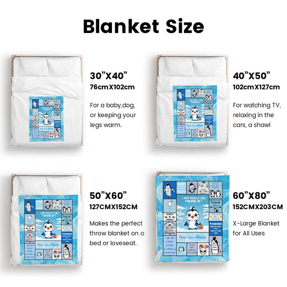 Penguin Blanket Fleece Throw Blanket Super Soft Warm Gifts for Baby Girls Boys Kids Mom Grandma Room Decor