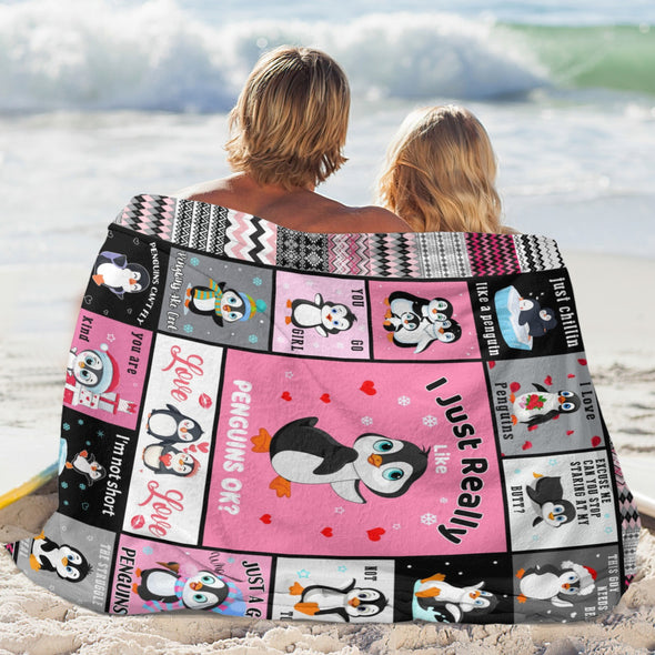 Penguin Blanket Fleece Throw Blanket Super Soft Warm Gifts for Baby Girls Boys Kids Mom Grandma Room Decor