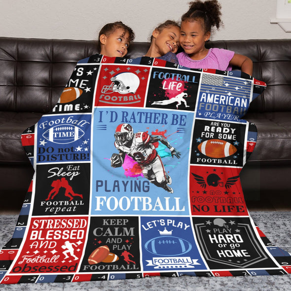Football Pattern Blanket Fleece Throw Blanket Super Soft Warm Gifts for Baby Girls Boys Kids Mom Grandma Room Decor