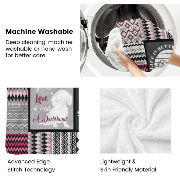 Dachshund Pattern Blanket Fleece Throw Blanket Super Soft Warm Gifts for Baby Girls Boys Kids Mom Grandma Room Decor