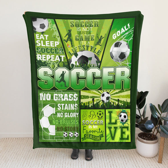 Soccer Blanket, Soccer Sports Themed Throw, Soft Nap Throw Blanket for Home Boys Girls Women Men Soccer Lovers Gifts