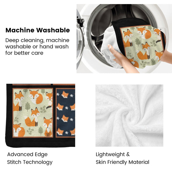 Fox Pattern Blanket Fleece Throw Blanket Super Soft Warm Gifts for Baby Girls Boys Kids Mom Grandma Room Decor