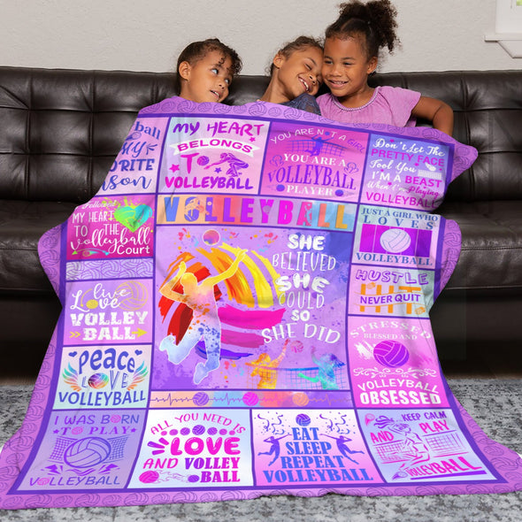 Volleyball Pattern Blanket Fleece Throw Blanket Super Soft Warm Gifts for Baby Girls Boys Kids Mom Grandma Room Decor