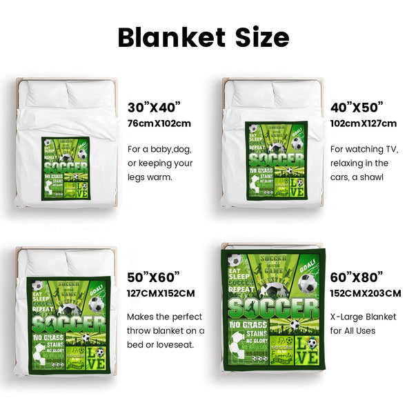 Soccer Blanket, Soccer Sports Themed Throw, Soft Nap Throw Blanket for Home Boys Girls Women Men Soccer Lovers Gifts