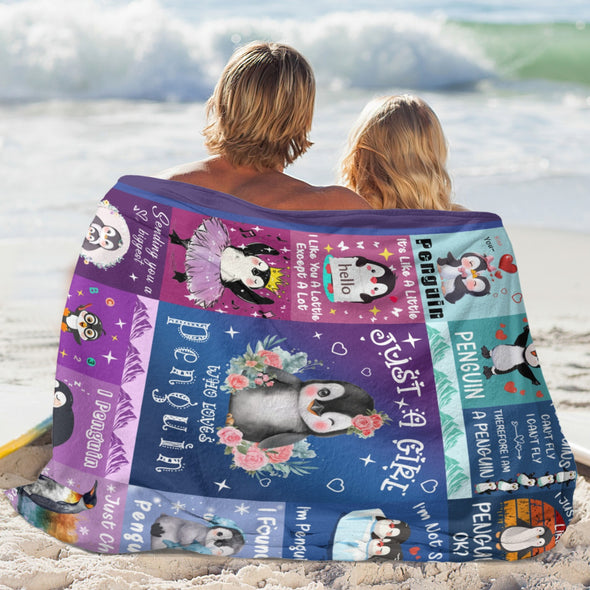 Penguin Blanket Fleece Throw Blanket Super Soft Warm Gifts for Baby Girls Boys Kids Mom Grandma Room Decor