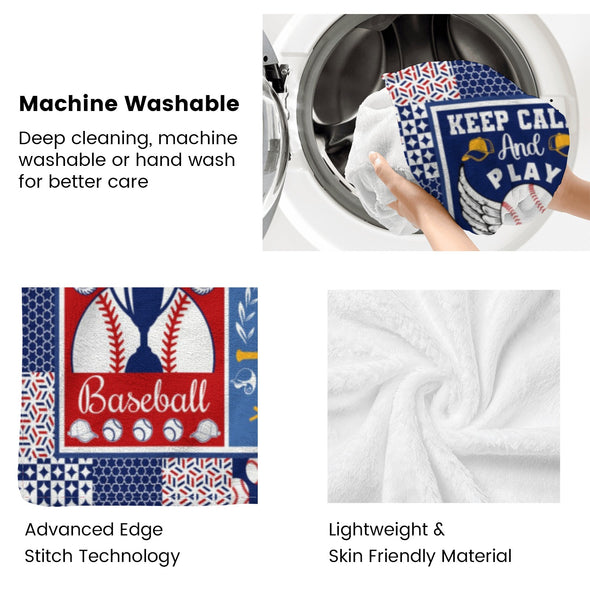Baseball Pattern Blanket Fleece Throw Blanket Super Soft Warm Gifts for Baby Girls Boys Kids Mom Grandma Room Decor