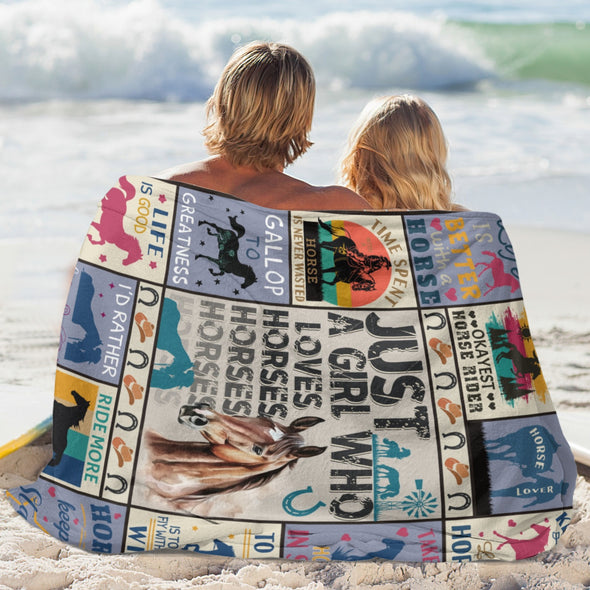 Horse Blanket Gift for Women Girl Who Loves Horses for Sofa Couch Bed Room Birthday Decor Bed Travel