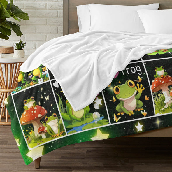 Frog Pattern Blanket Fleece Throw Blanket Super Soft Warm Gifts for Baby Girls Boys Kids Mom Grandma Room Decor
