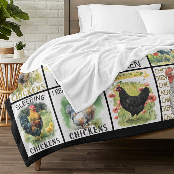 Chicken Pattern Blanket Fleece Throw Blanket Super Soft Warm Gifts for Baby Girls Boys Kids Mom Grandma Room Decor