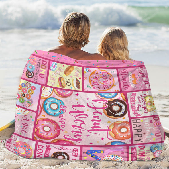 Donut Pattern Blanket Fleece Throw Blanket Super Soft Warm Gifts for Baby Girls Boys Kids Mom Grandma Room Decor