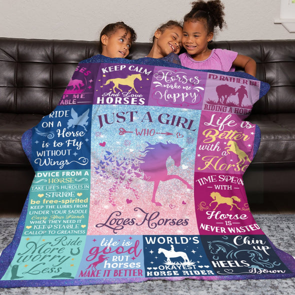 Horse Blanket Gift for Women Girl Who Loves Horses for Sofa Couch Bed Room Birthday Decor Bed Travel