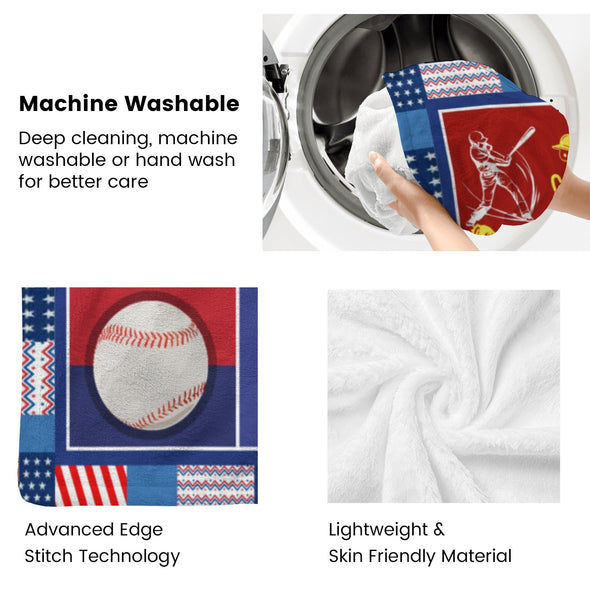 Baseball Pattern Blanket Fleece Throw Blanket Super Soft Warm Gifts for Baby Girls Boys Kids Mom Grandma Room Decor