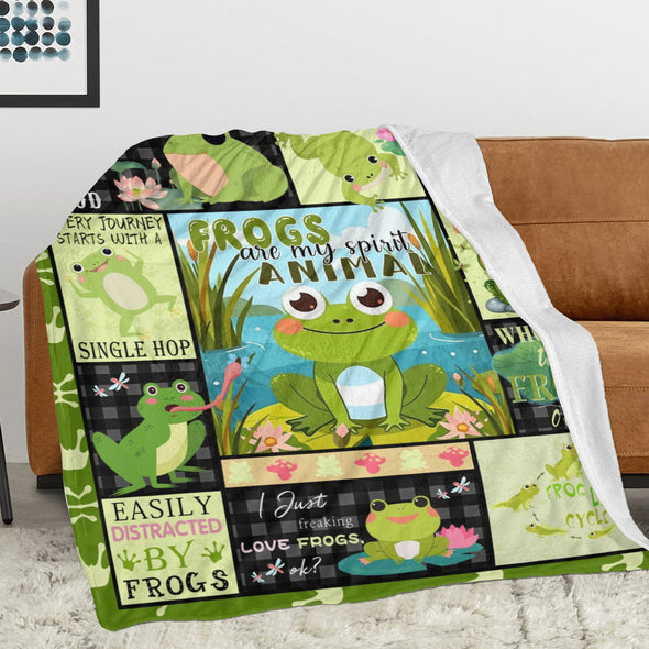 Frog Pattern Blanket Fleece Throw Blanket Super Soft Warm Gifts for Baby Girls Boys Kids Mom Grandma Room Decor