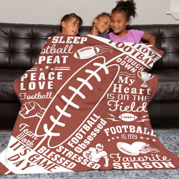 Football Pattern Blanket Fleece Throw Blanket Super Soft Warm Gifts for Baby Girls Boys Kids Mom Grandma Room Decor