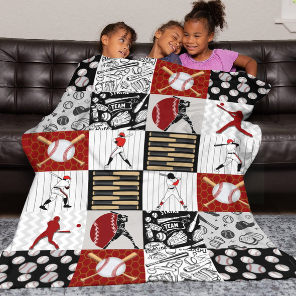 Baseball Pattern Blanket Fleece Throw Blanket Super Soft Warm Gifts for Baby Girls Boys Kids Mom Grandma Room Decor