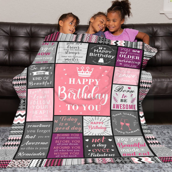 Birthday Gifts for Women Blanket, Happy Birthday Decorations Throw for Girls Her Friend Mom Sister Grandma Wife