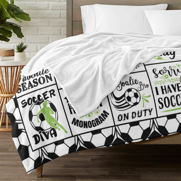 Soccer Blanket, Soccer Sports Themed Throw, Soft Nap Throw Blanket for Home Boys Girls Women Men Soccer Lovers Gifts