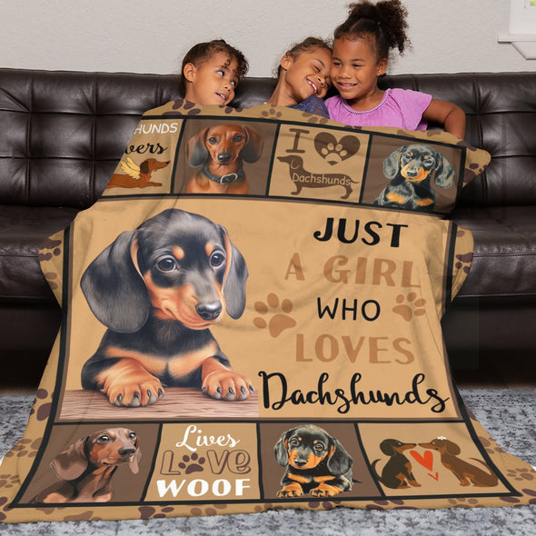 Dachshund Pattern Blanket Fleece Throw Blanket Super Soft Warm Gifts for Baby Girls Boys Kids Mom Grandma Room Decor